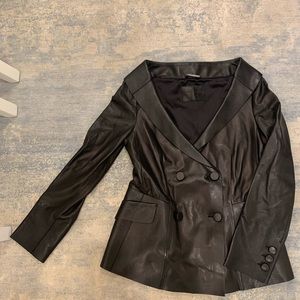 COPY - Giorgio Armani black leather peplum jacket